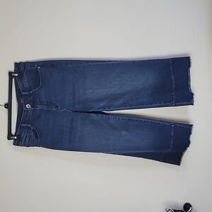 J.Jill High Rise Wide Leg Crop Jeans Raw Hem Stretch Denim Women Size 6 Petite